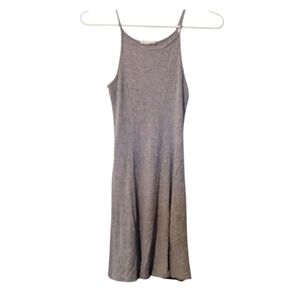 Miley & Molly Stretchy Ribbed Light Gray Spaghetti Strap Midi Dress Size Small